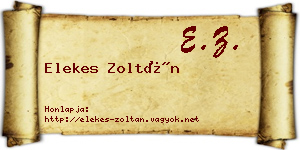 Elekes Zoltán névjegykártya